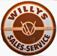 Willys Sales & Service 24 Round Tin Sign