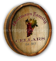 Wine Grapes Quarter Barrel Sign