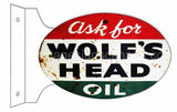Wolfs Head Motor Oil Reproduction Flange Gas Station Metal Sign Flange Sign