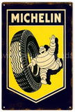 Yellow Michelin Tire Gas Station Sign Tin